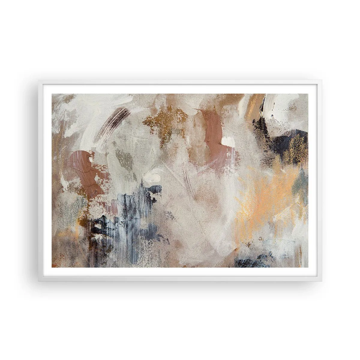 Plakát v bílém rámu - Mlhavá abstrakce - 100x70 cm