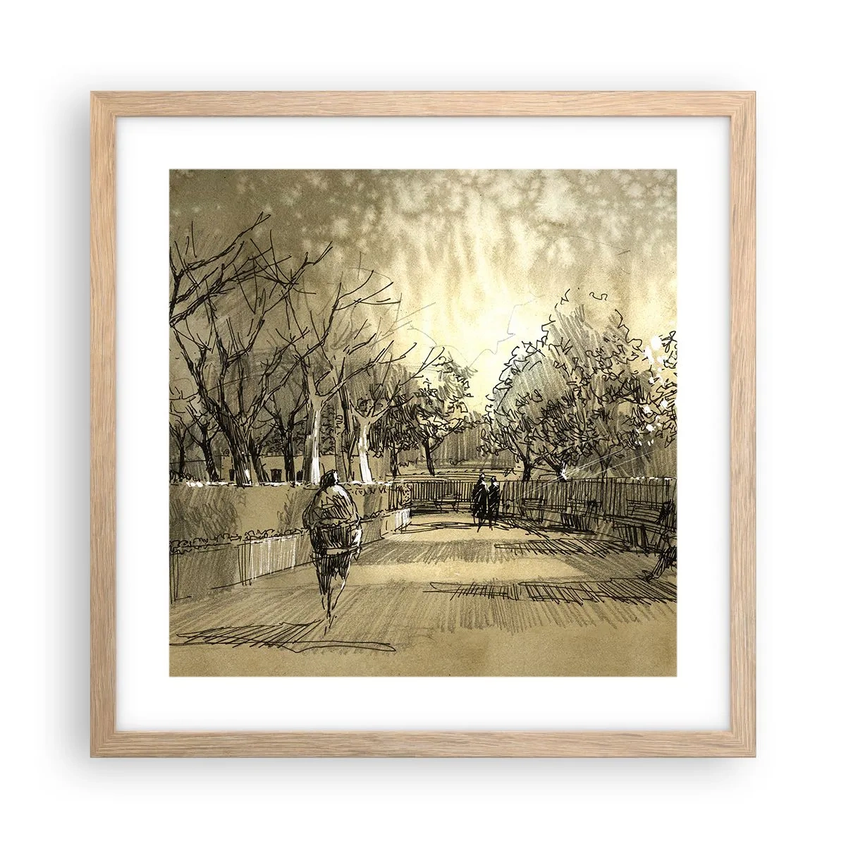 Plakát v rámu světlý dub - Pírkem zastavený okamžik - 40x40 cm