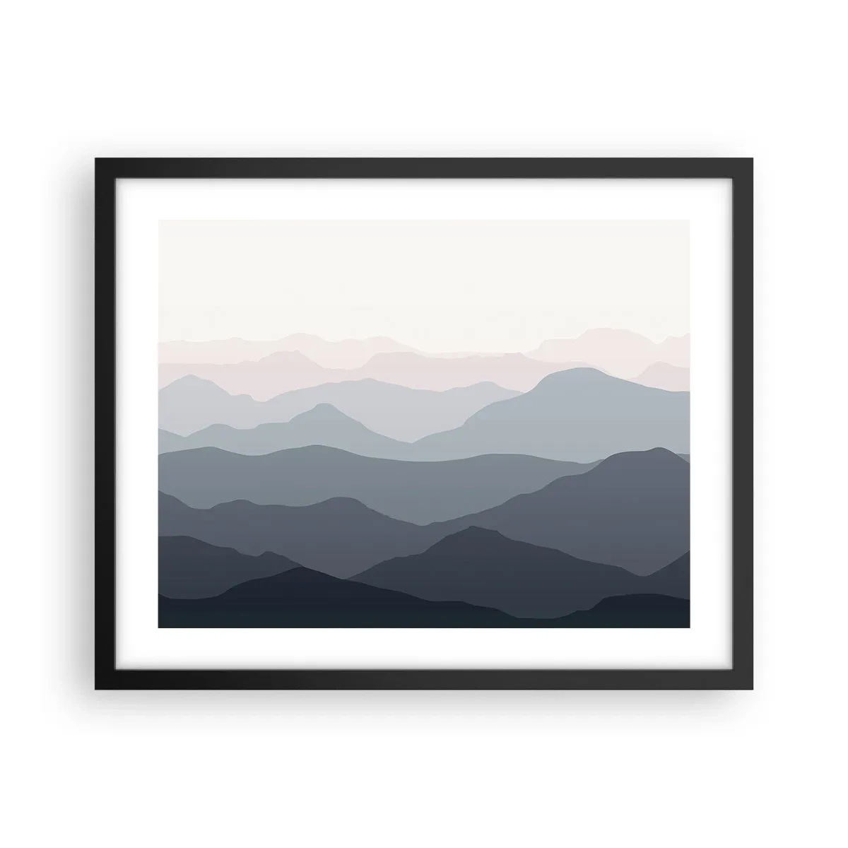 Plakát v černém rámu - Vlny hor - 50x40 cm