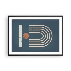 Plakát v černém rámu - Geometrie v námořnické modři - 70x50 cm