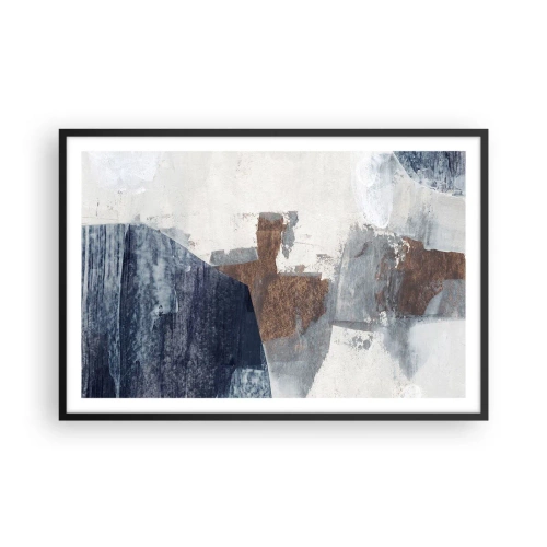 Plakát v černém rámu - Modro-hnědé tvary - 91x61 cm