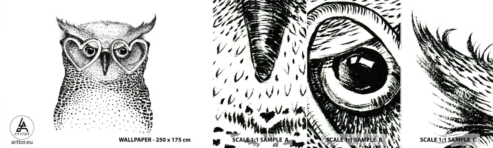 Fototapeta Vzorek Standard Eco - Moudře a s láskou - Sova, Pro děti, Zvířata - 100x30 cm