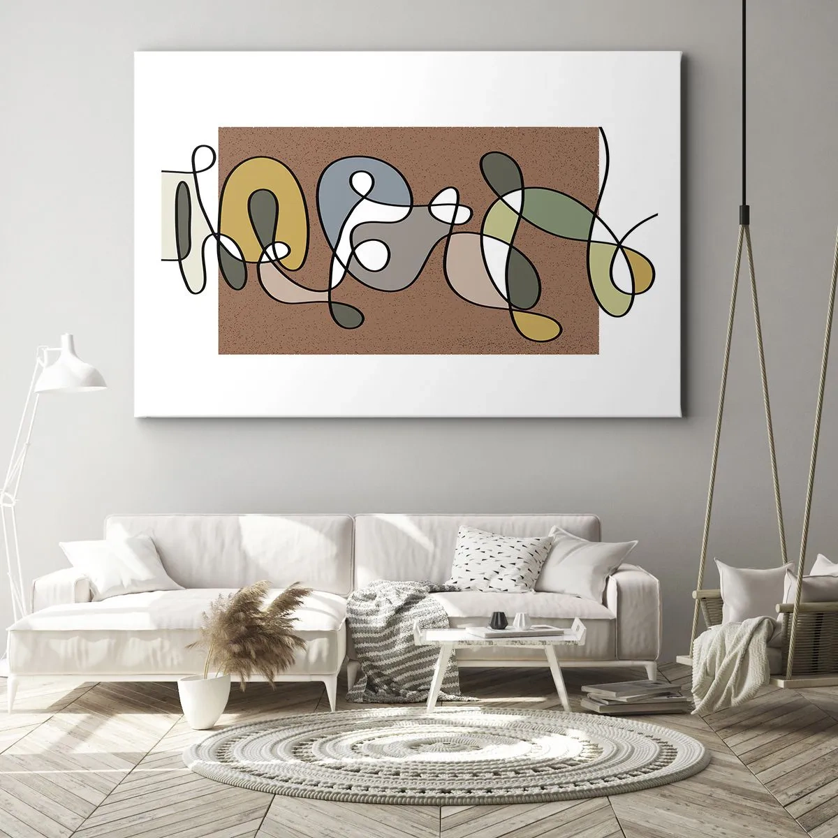 Obraz na plátně - Barevná abstrakce se skvrnami a čarami - 70x50cm - Abstrakce, která stojí za úsměv - Moderní nástěnná dekorace do obývacího pokoje a ložnice ARTTOR