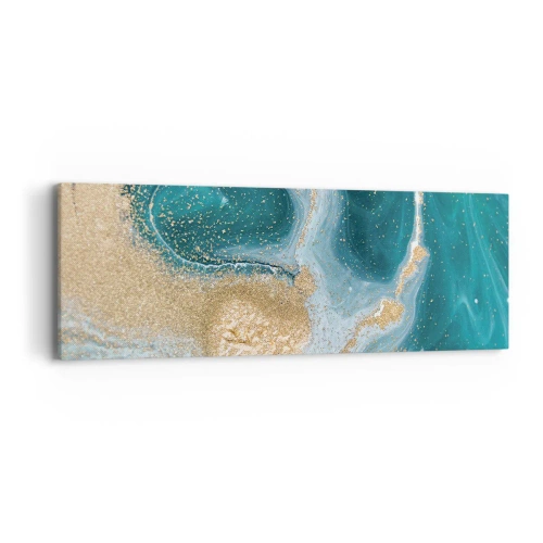 Obraz na plátně - Vír zlaté a tyrkysové - 90x30 cm