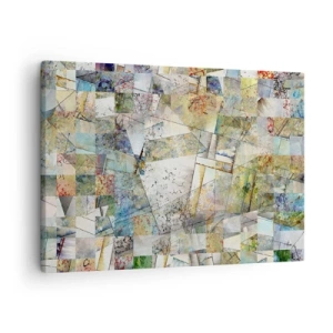 Obraz na plátně - Barevná abstrakce s geometrickými tvary a liniemi - 70x50cm - Geometrické přeskupení - Moderní nástěnná dekorace do obývacího pokoje a ložnice ARTTOR