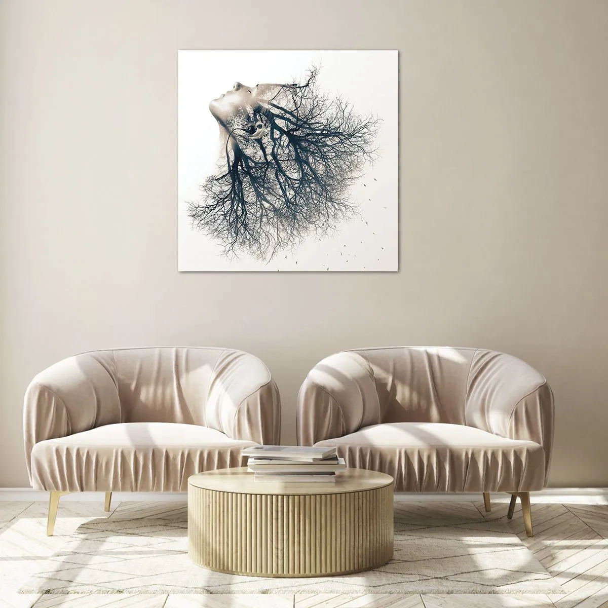 Obraz na skle - Okouzlená šepotem stromu - 70x70 cm