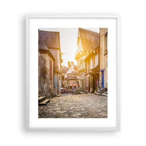Plakát v bílém rámu - Bílý duch městečka - 40x50 cm