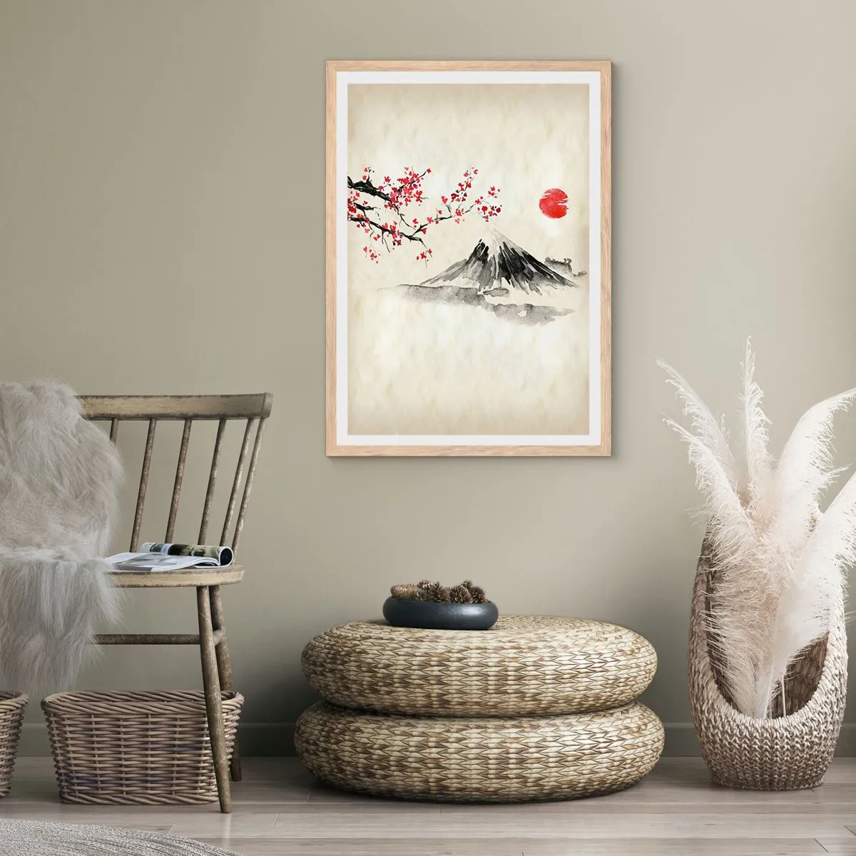Plakát v rámu světlý dub - Zamilujte se do Japonska - 61x91 cm