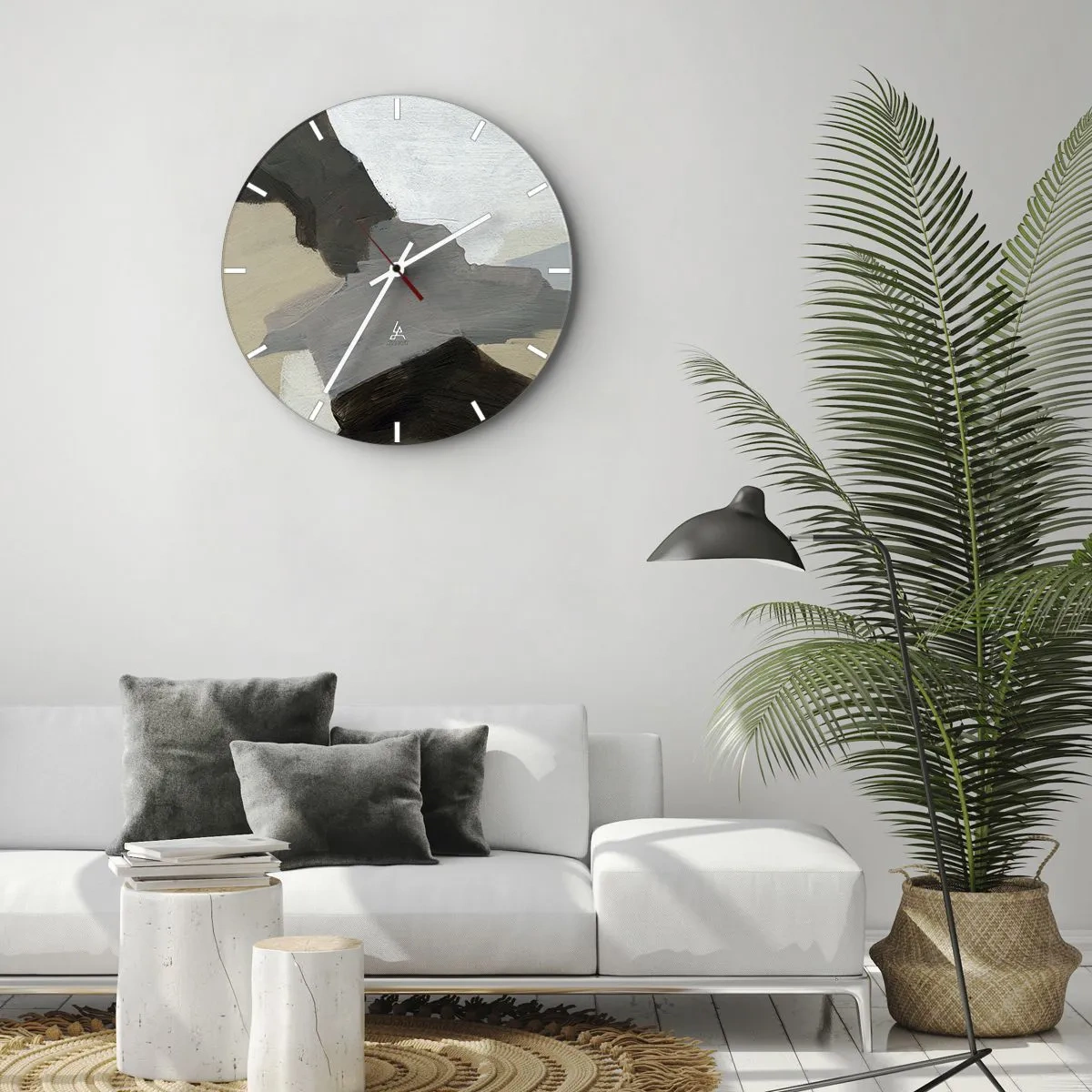 Nástěnné hodiny - Abstrakce: křižovatka šedi - 40x40 cm