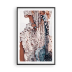 Plakát v černém rámu - Květinové děti na cestě - 61x91 cm