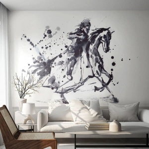 Fototapeta Standard Eco - Černý rytíř - Abstrakce, Rytíř Na Koni, Rytířská zbroj - 350x256 cm
