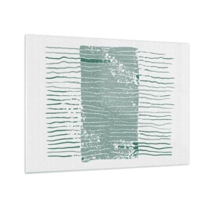 Obraz na skle - Horizontální mořské linie s efektem zkreslení vytvářejí abstraktní strukturu - 70x50cm - Mořská abstrakce - Moderní nástěnná dekorace do obývacího pokoje a ložnice ARTTOR