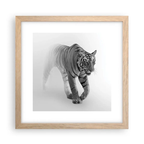 Plakát v rámu světlý dub - Přikrčený v mlze - 30x30 cm