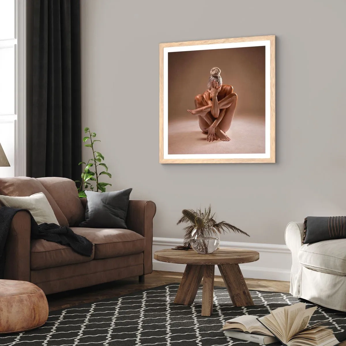 Plakát v rámu světlý dub - Jednota těla a ducha - 60x60 cm