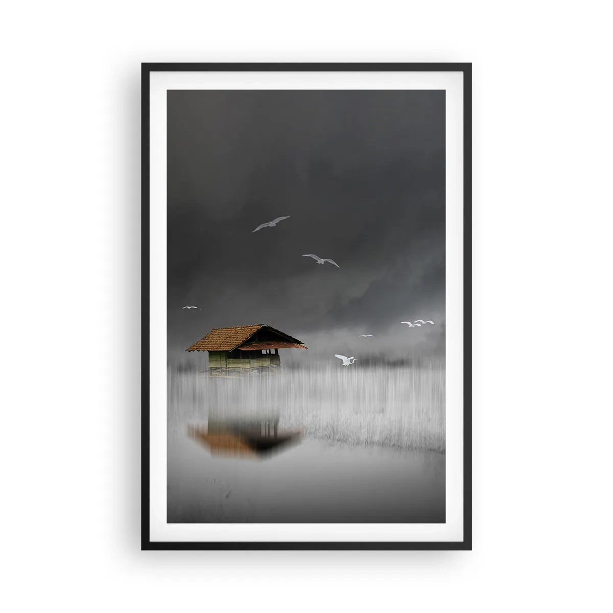 Plakát v černém rámu - Úkryt před deštěm - 61x91 cm