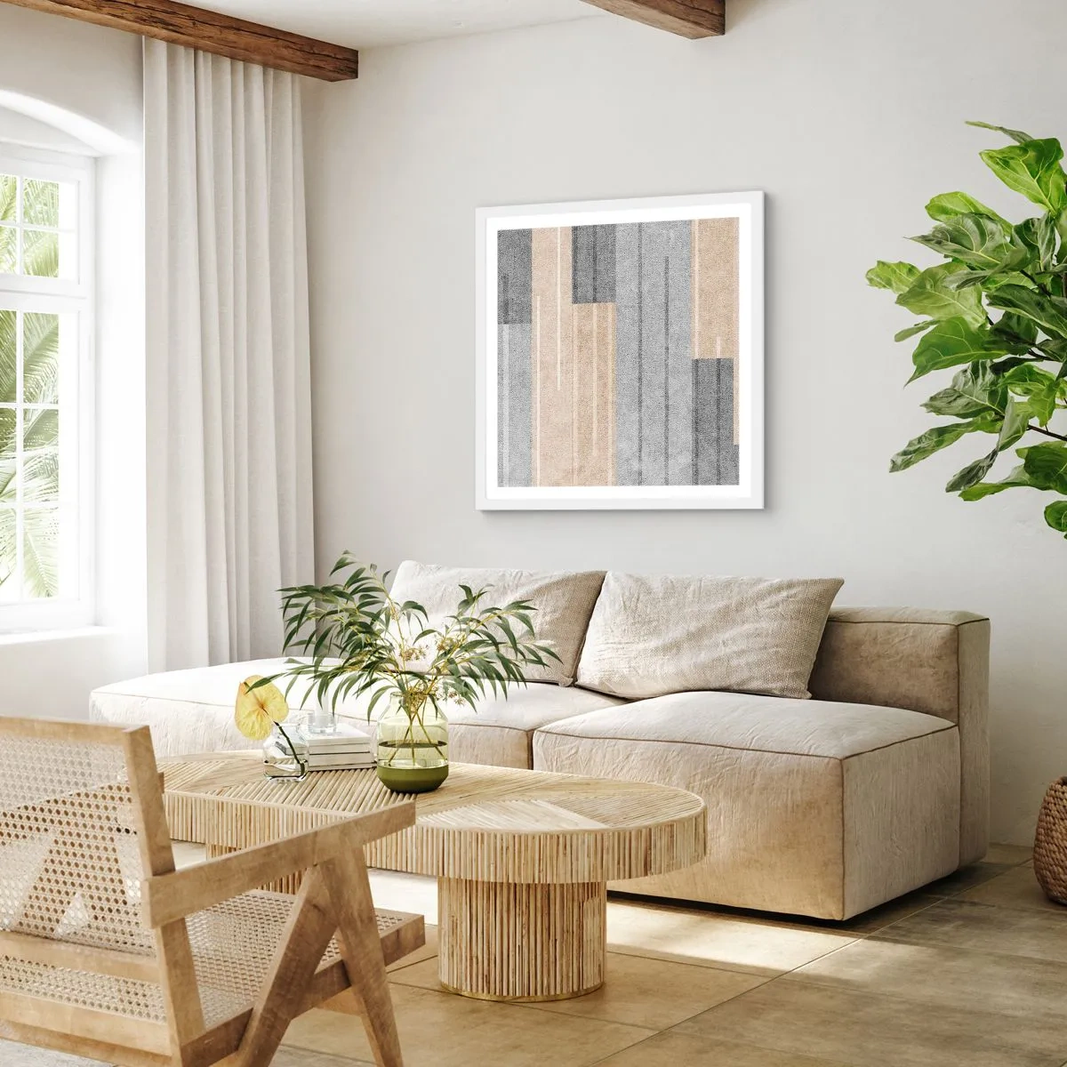 Plakát v bílém rámu - Kompozice: drž se - 50x50 cm