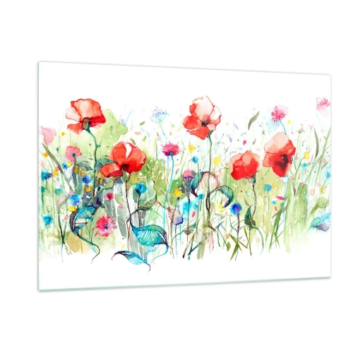 Obraz na skle - Kvetoucí louka v květnu - 120x80 cm