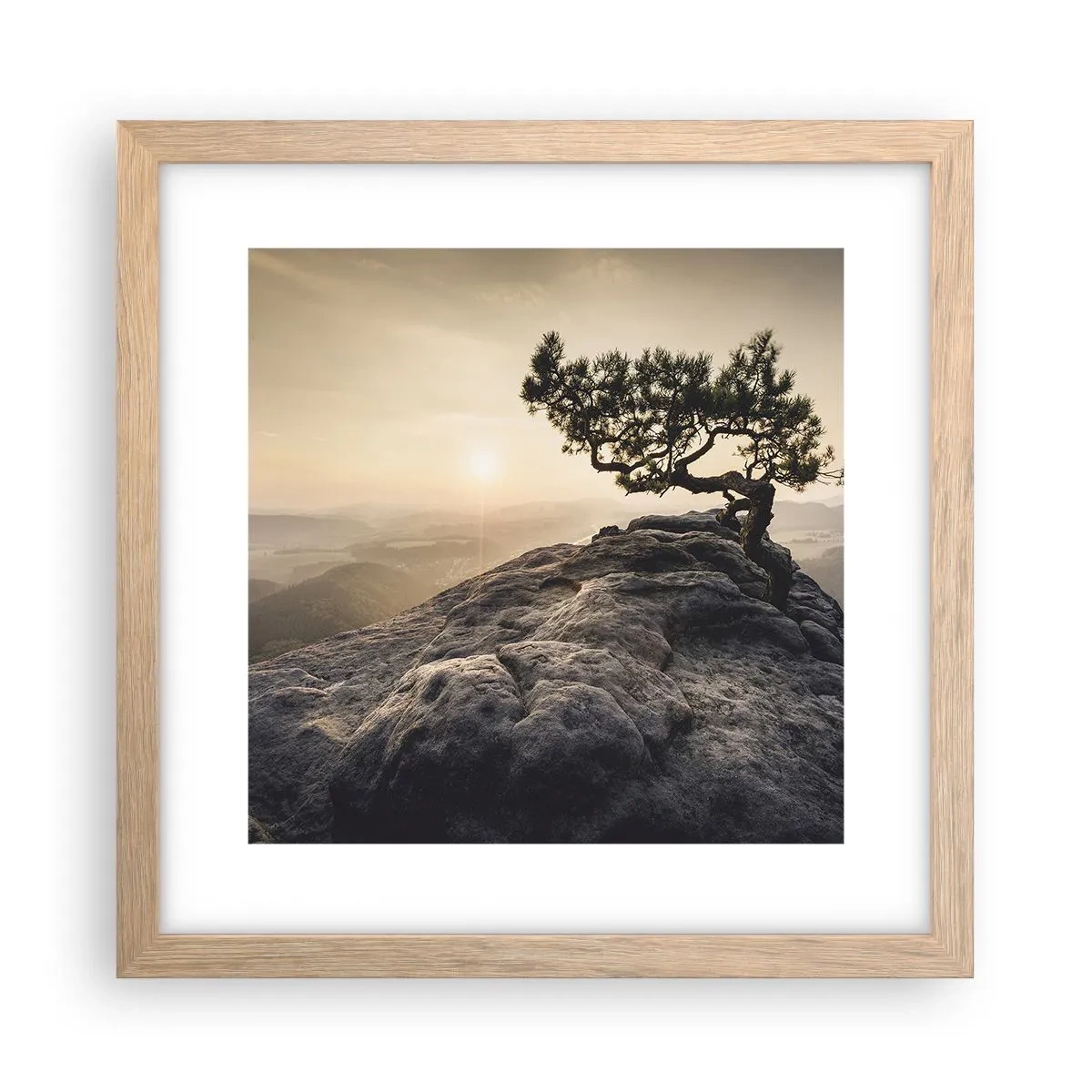 Plakát v rámu světlý dub - Život vždy vítězí - 30x30 cm