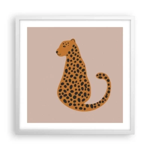 Plakát v bílém rámu - Leopardní vzor je v módě - 50x50 cm
