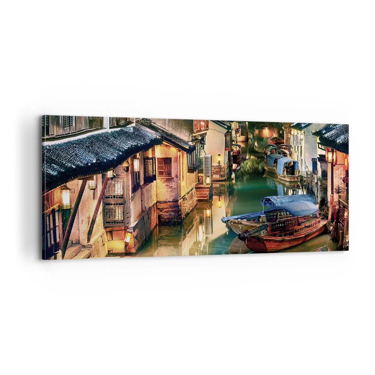 Obraz na plátně - Večer na čínské ulici - 100x40 cm