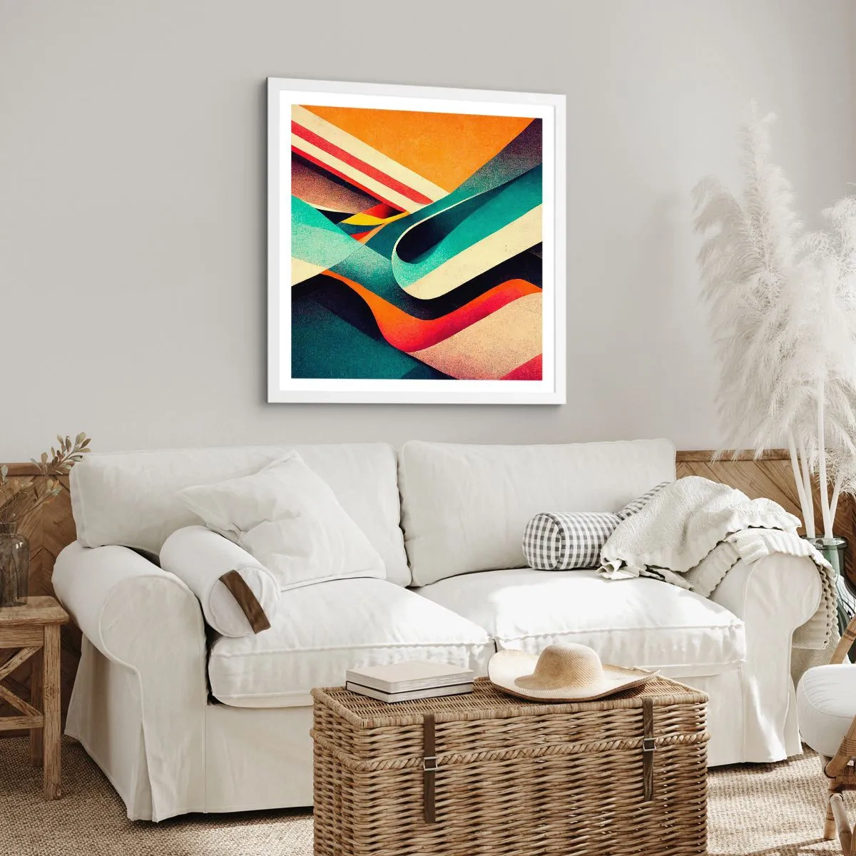 Plakát v bílém rámu - Intenzivní kompozice - 30x30 cm