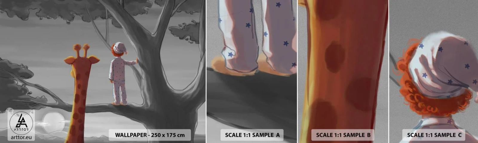 Fototapeta Vzorek Standard Eco - Fakt se to děje - Žirafa, Dětské, Sen - 100x30 cm