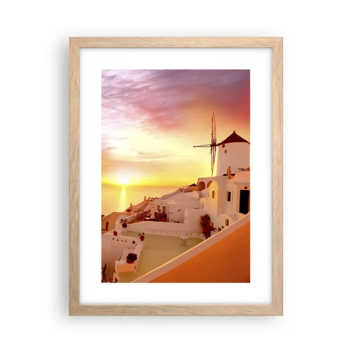Plakát v rámu světlý dub - Rozplynout se v bílé a zlaté - 30x40 cm
