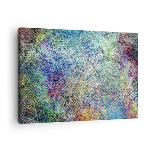 Obraz na plátně - Abstraktní kompozice s vícebarevnými čarami a texturami - 70x50cm - To není tak jednoduché - Moderní nástěnná dekorace do obývacího pokoje a ložnice ARTTOR