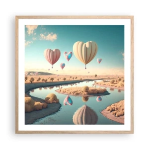 Plakát v rámu světlý dub - Láska tě nechá vzlétnout - 60x60 cm