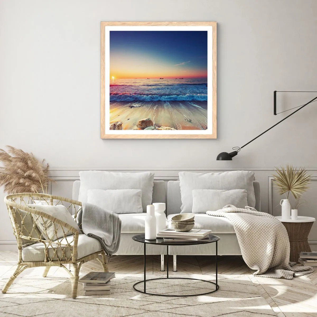 Plakát v rámu světlý dub - Co je za obzorem? - 40x40 cm