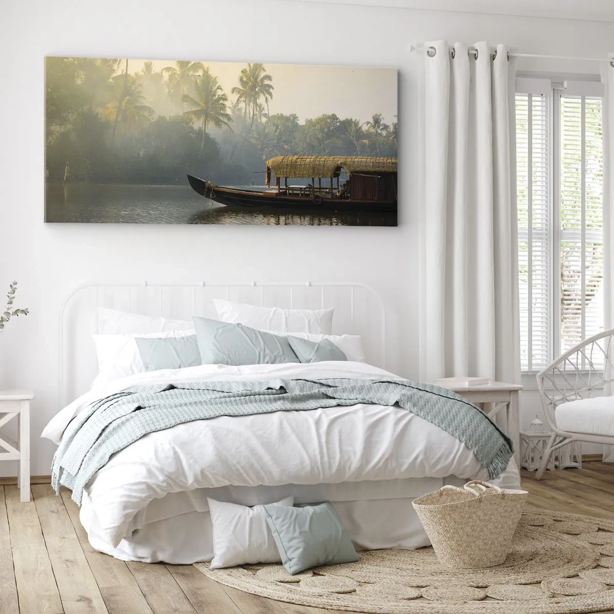 Obraz na plátně - Dům na řece - 160x50 cm