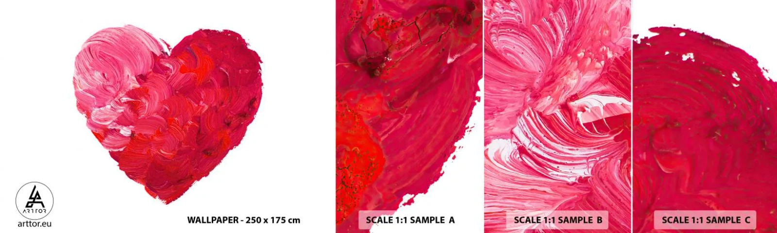 Vzor Fototapety Samolepicí Deluxe Sticker - All you need is love - Abstrakce, Červené srdce, Symbol lásky - 100x30 cm