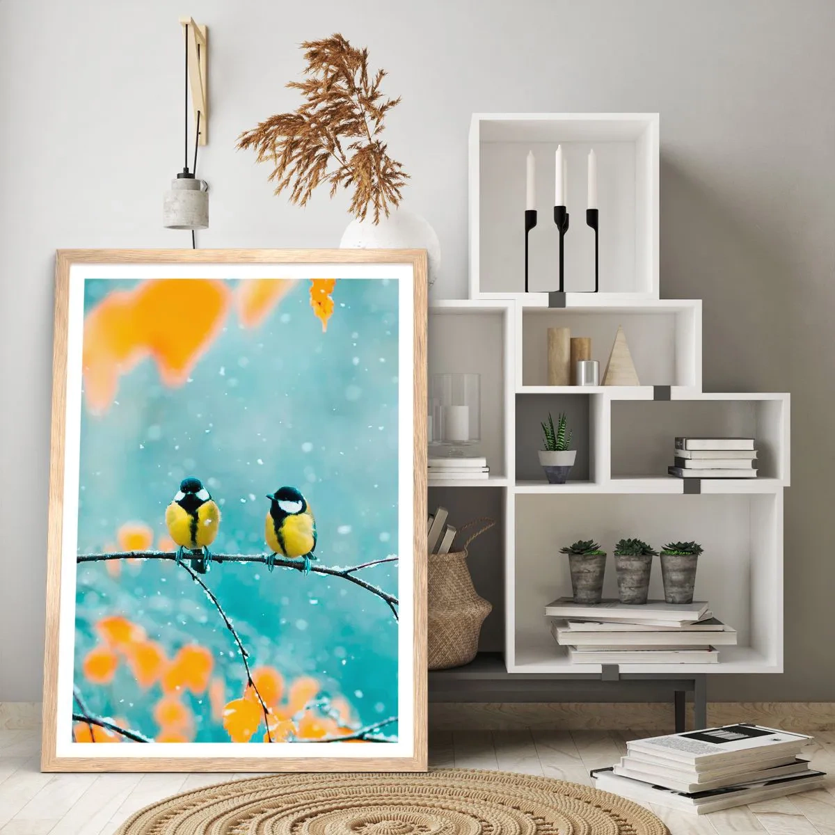 Plakát v rámu světlý dub - Ptačí drby - 30x40 cm