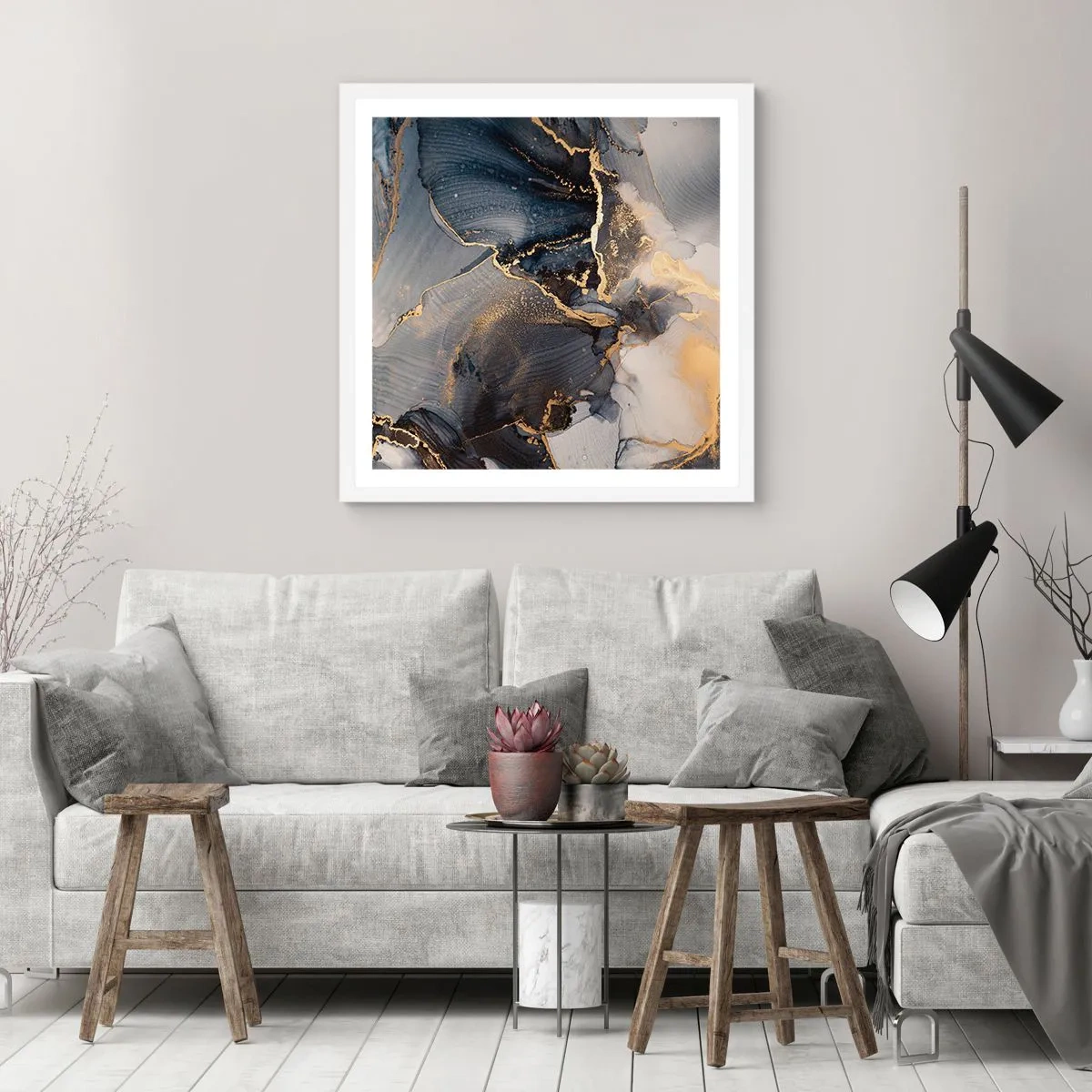 Plakát v bílém rámu - Život kamene - 60x60 cm