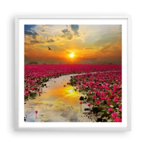 Plakát v bílém rámu - Tajemný život jezera - 60x60 cm