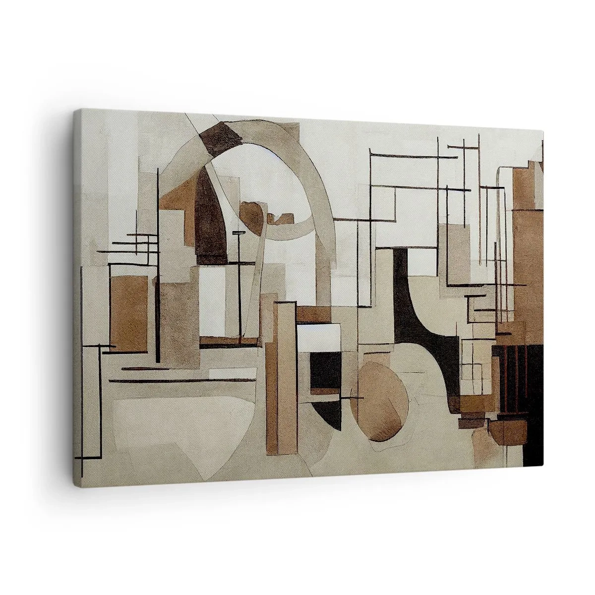 Obraz na plátně - Architektonická abstrakce v béžové a hnědé barvě - 70x50cm - Městská krajina 2.0 - Moderní nástěnná dekorace do obývacího pokoje a ložnice ARTTOR