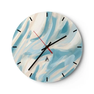 Nástěnné hodiny - Abstraktní pastelové pruhy v modré a béžové barvě - 30x30cm - Jarní závany - Moderní nástěnná dekorace do obývacího pokoje, kuchyně a ložnice ARTTOR