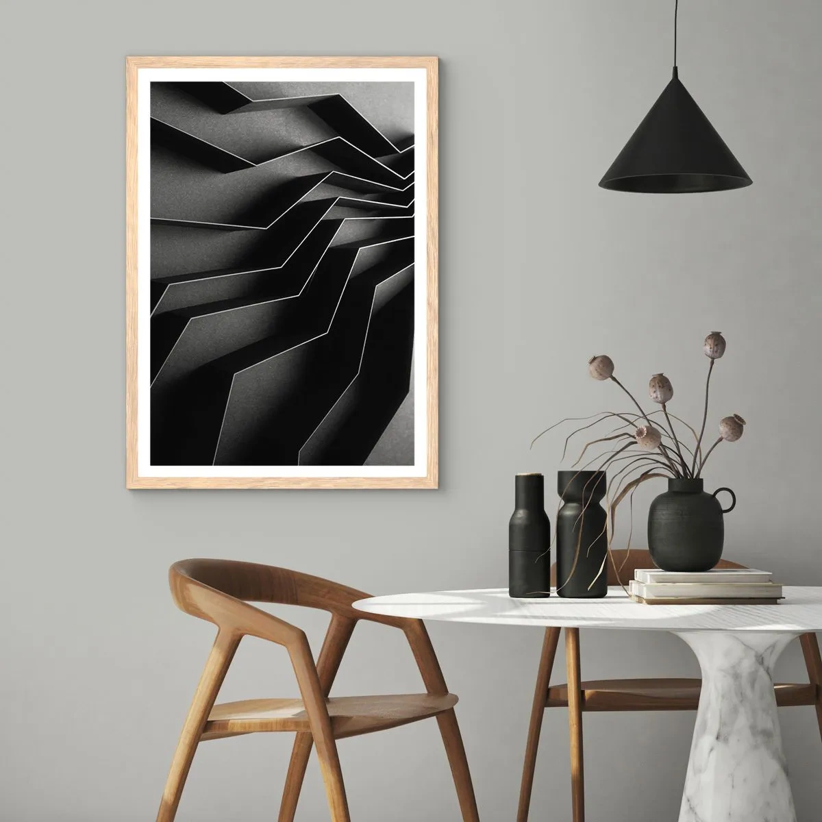 Plakát v rámu světlý dub - Prostorový pořádek - 50x70 cm