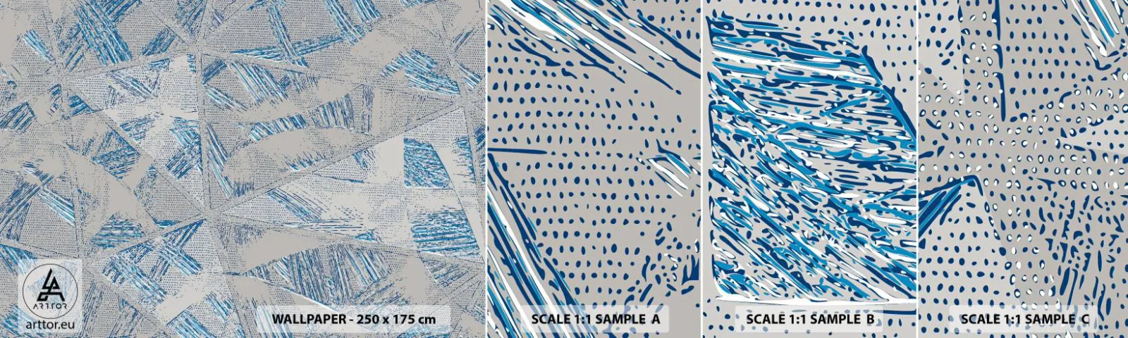 Fototapeta Vzorek Standard Eco - V šedomodrém labyrintu - Klikyháky, Jasný, Chaos - 100x30 cm
