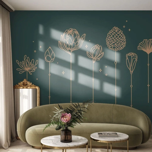 Fototapeta Premium Sand - Bylinky - Květiny, Art Deco, Minimalistický - 250x175 cm