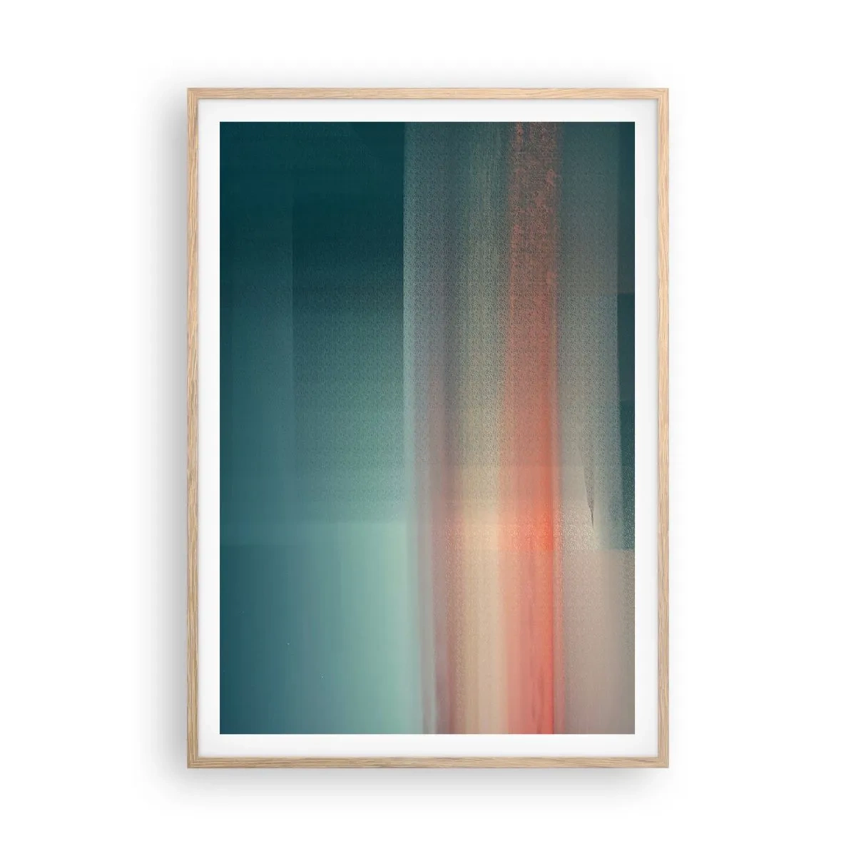 Plakát v rámu světlý dub - Abstrakce: vlny světla - 70x100 cm