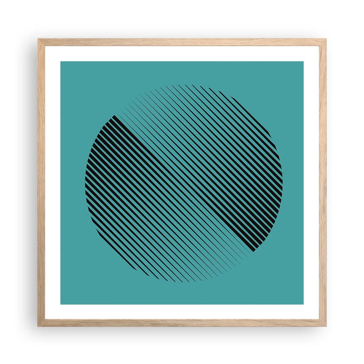 Plakát v rámu světlý dub - Kruh – geometrická variace - 60x60 cm