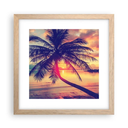 Plakát v rámu světlý dub - Večer pod palmami - 30x30 cm