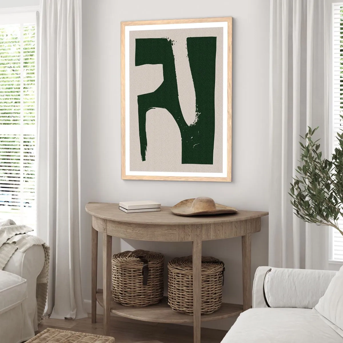 Plakát v rámu světlý dub - Zálivy v bílem - 70x100 cm