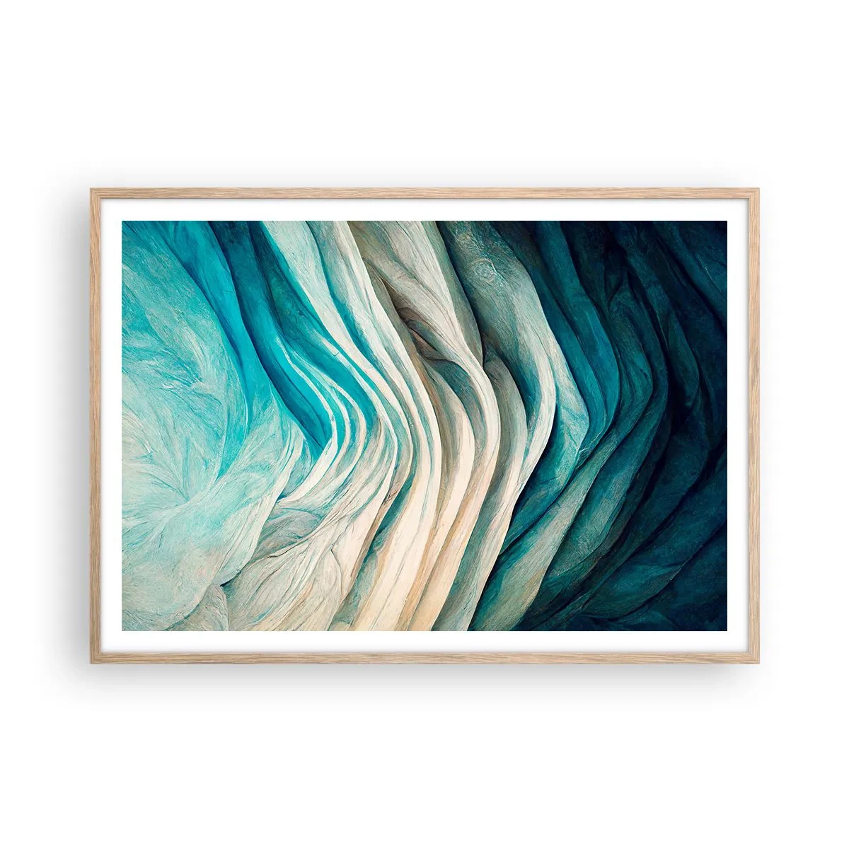 Plakát v rámu světlý dub - Modrá neukojitelnost - 100x70 cm