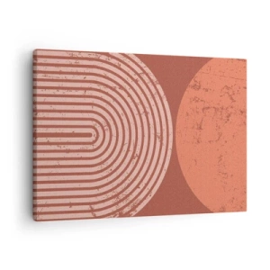 Obraz na plátně - Geometrické vzory v odstínech terakoty na vintage pozadí - 70x50cm - Blízký vztah - Moderní nástěnná dekorace do obývacího pokoje a ložnice ARTTOR