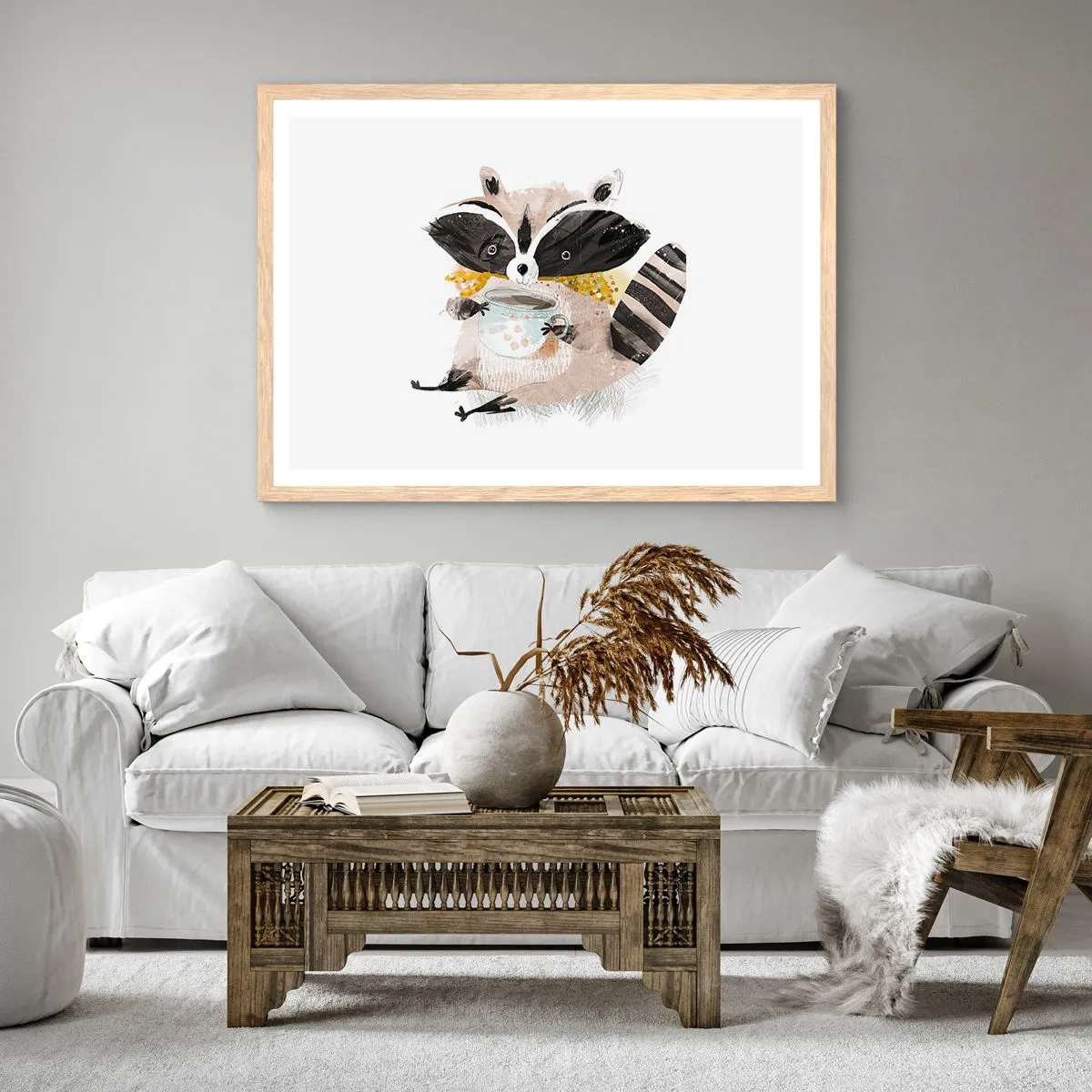 Plakát v rámu světlý dub - Můj přítel mýval - 70x50 cm