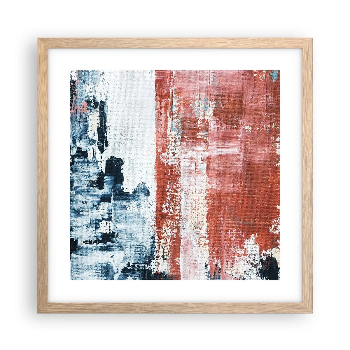 Plakát v rámu světlý dub - Abstraktní půl na půl - 40x40 cm
