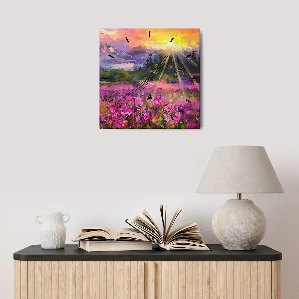Nástěnné hodiny - V údolí v péči slunce - 30x30 cm