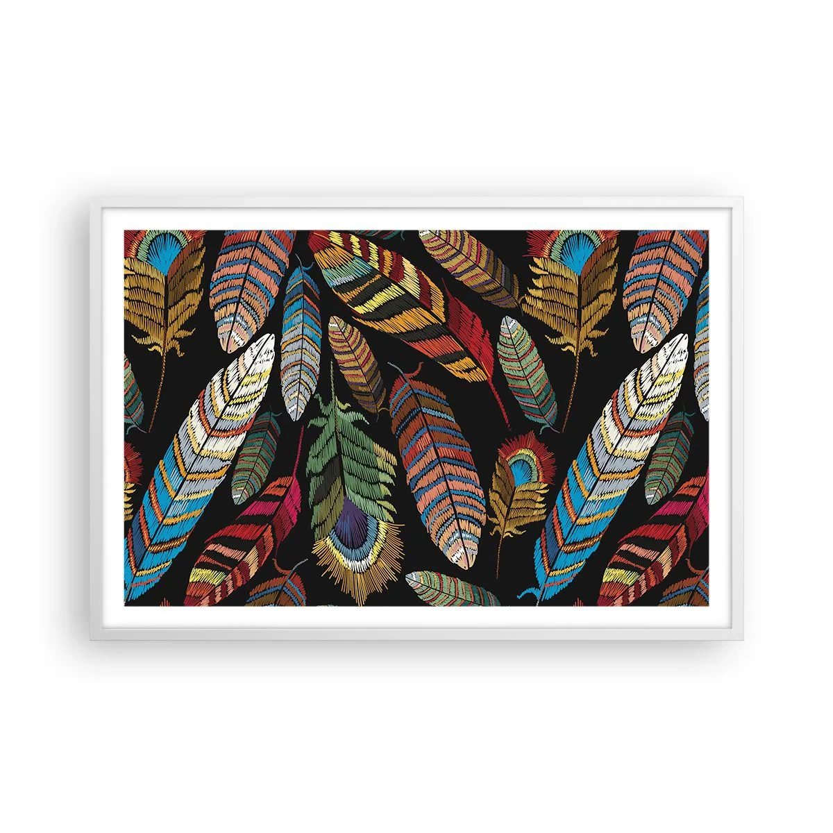 Plakát v bílém rámu - Ptačí karneval - 91x61 cm